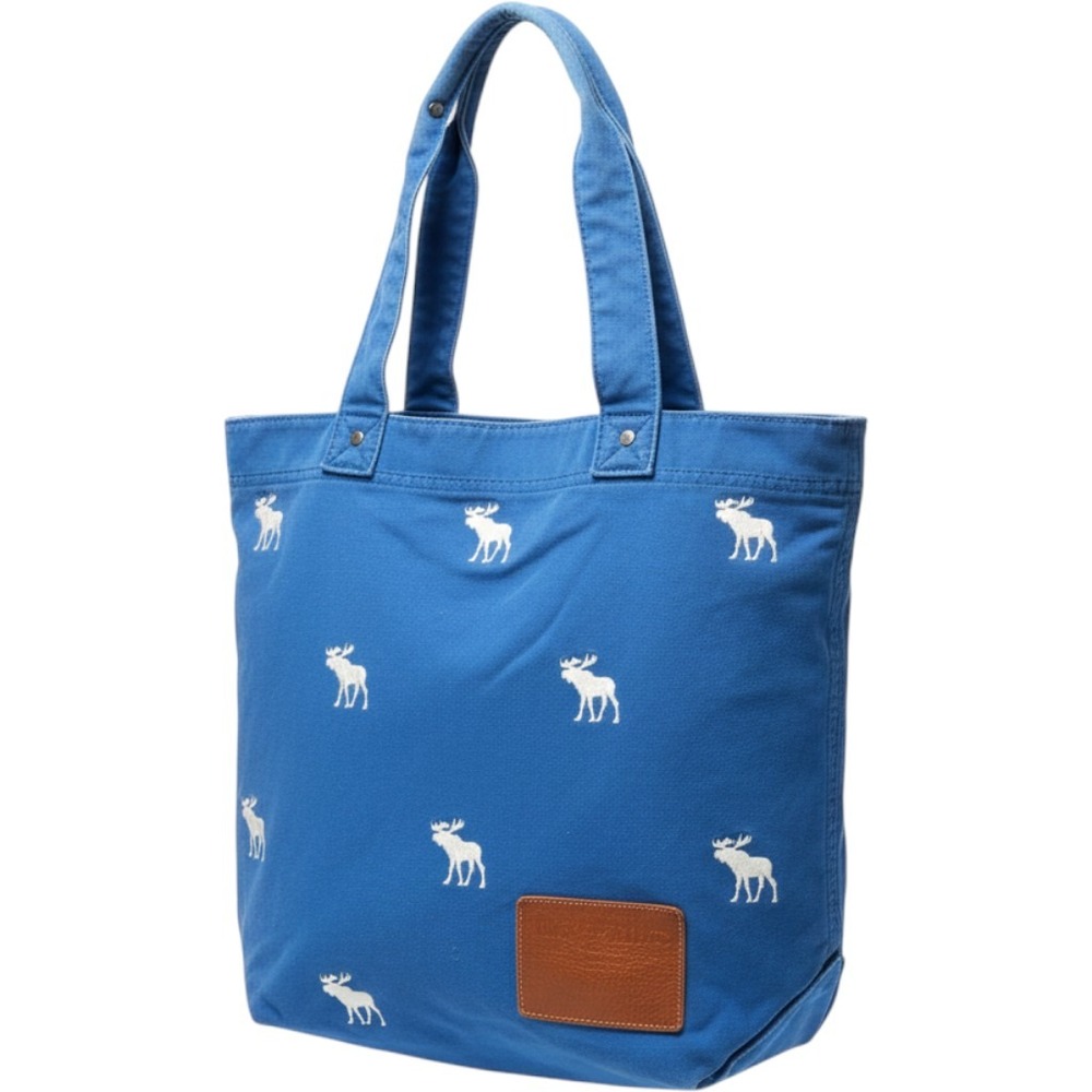 Abercrombie & Fitch Vintage Y2K Blue Canvas Moose Embroidered Tote Bag